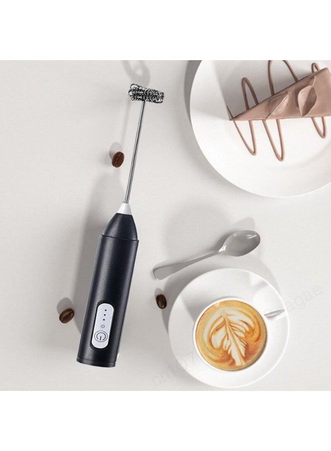 خفاقة حليب كهربائية قابلة للشحن مع مضرب بيض USB-C - مضرب قهوة يدوي بثلاث سرعات لتحضير النسكافيه واللاتيه والكابتشينو - مضربان مزدوجان من الفولاذ المقاوم للصدأ + مضرب بيض إضافي - خلاط مشروبات صغير - Image 2